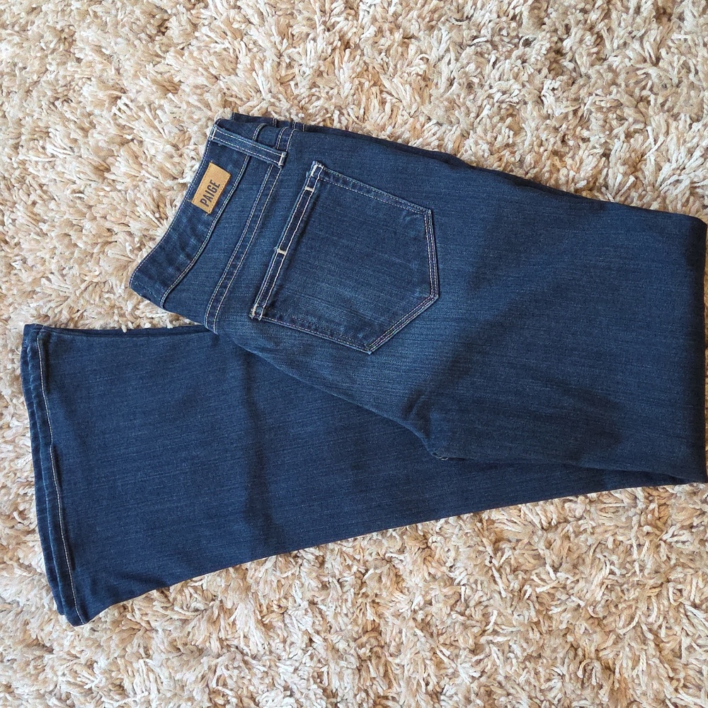 COPY- PAIGE Women's Dark Blue Petite Flare Jeans